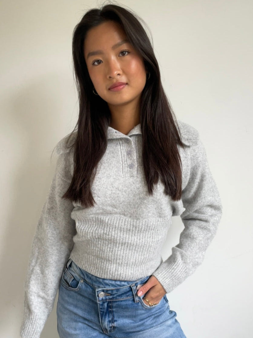 Soft Polo Knit Light Grey