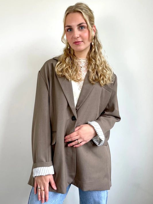 Split Blazer Taupe By Juulz Fashion