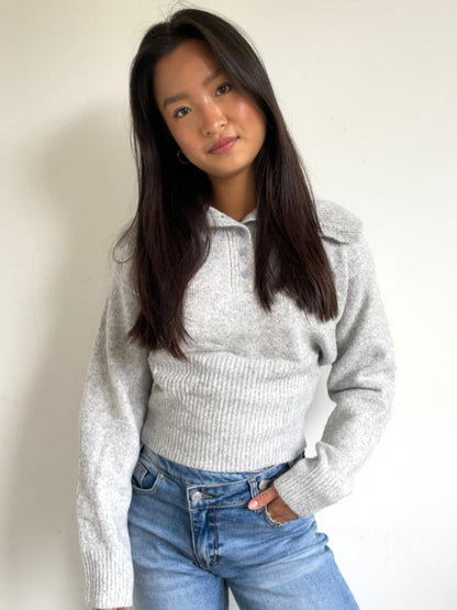 Soft Polo Knit Light Grey