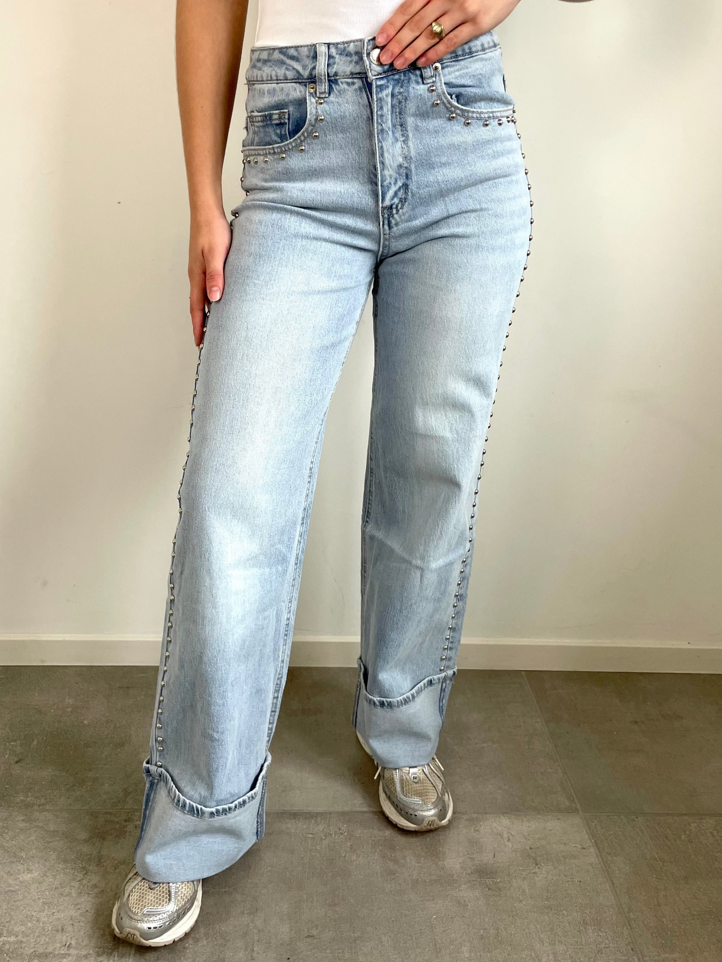 Studded Wide Leg Jeans