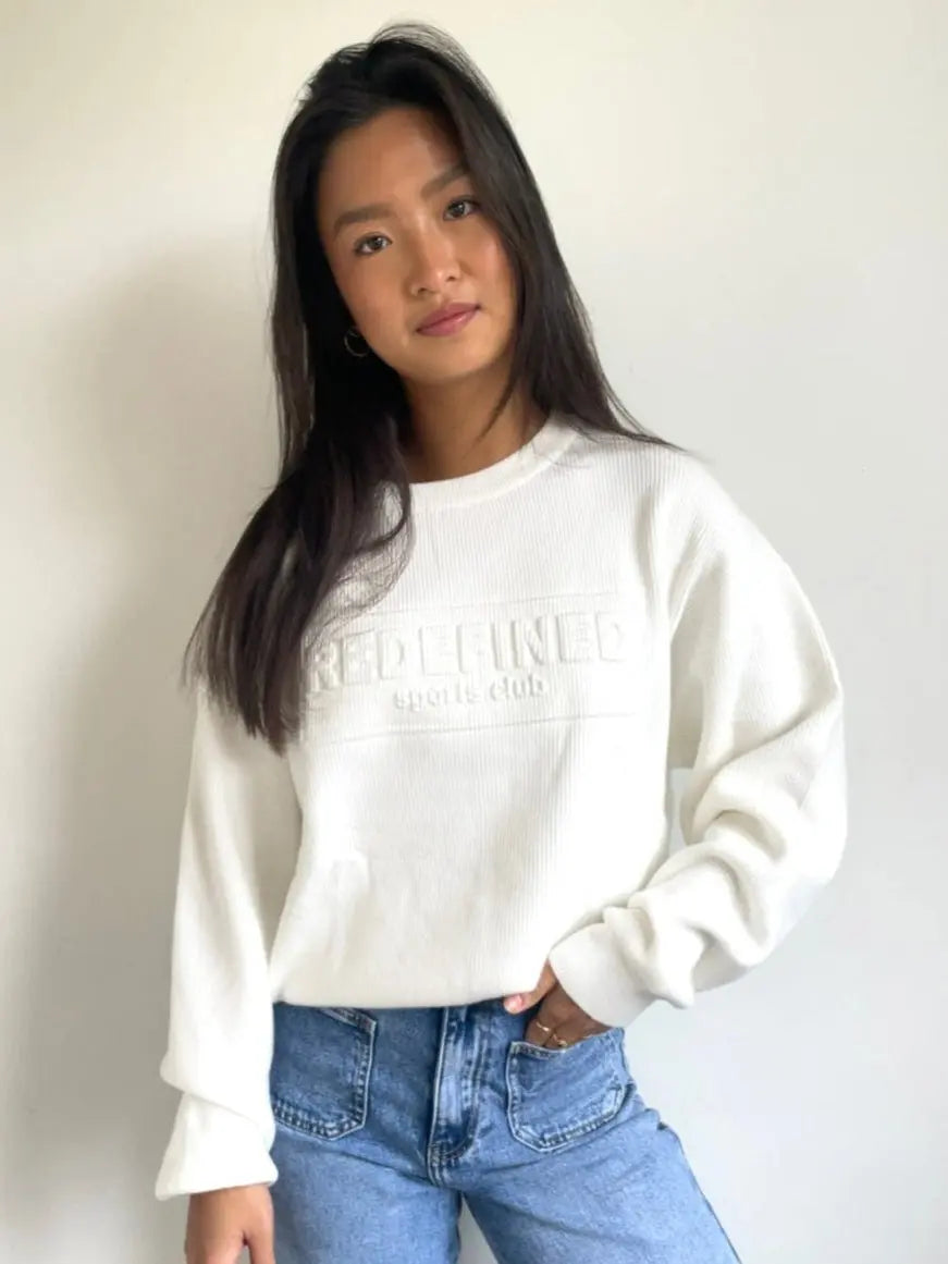 Redefined Ribbed Sweater White - By Juulz Fashion