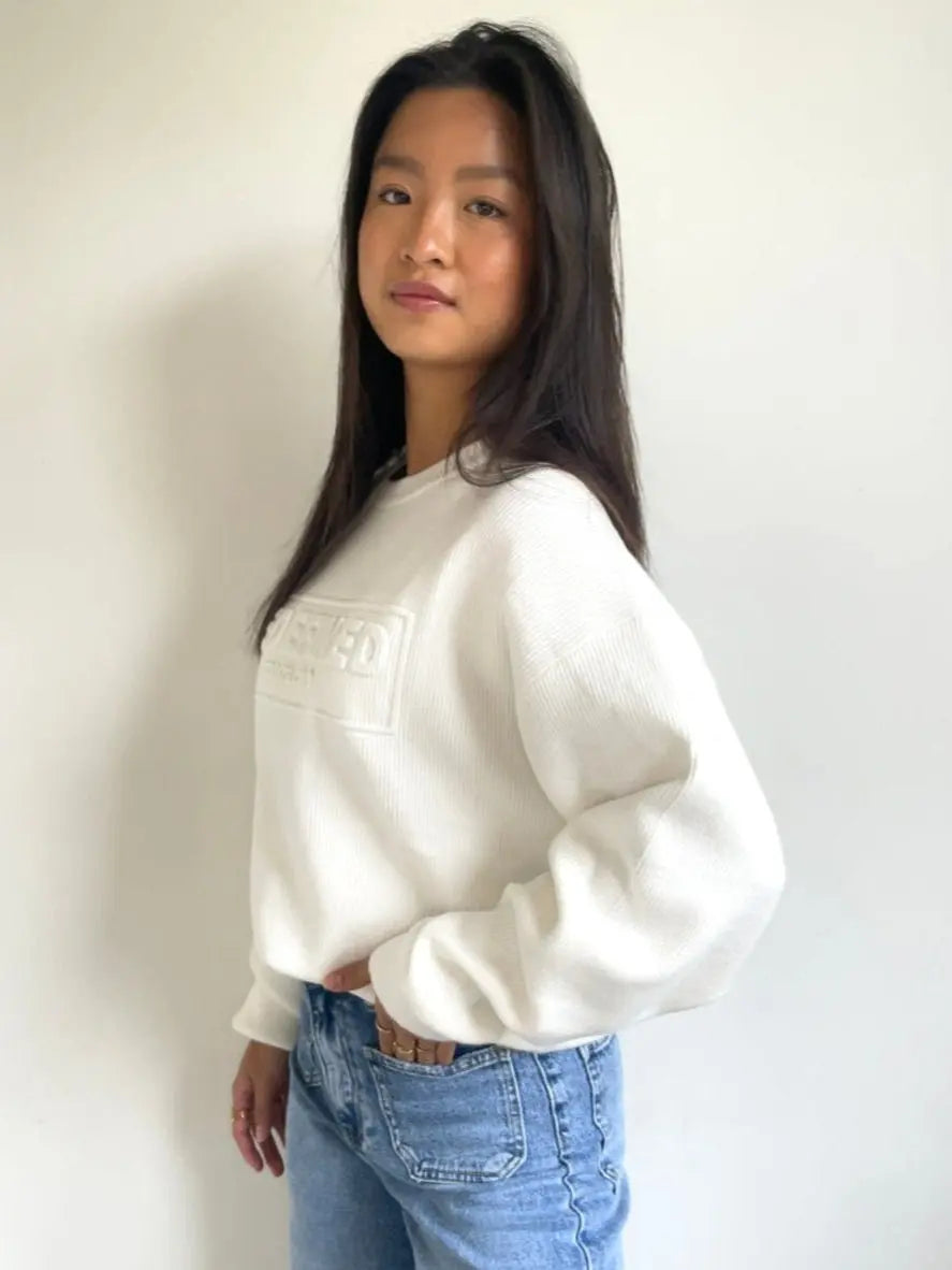 Redefined Ribbed Sweater White - By Juulz Fashion